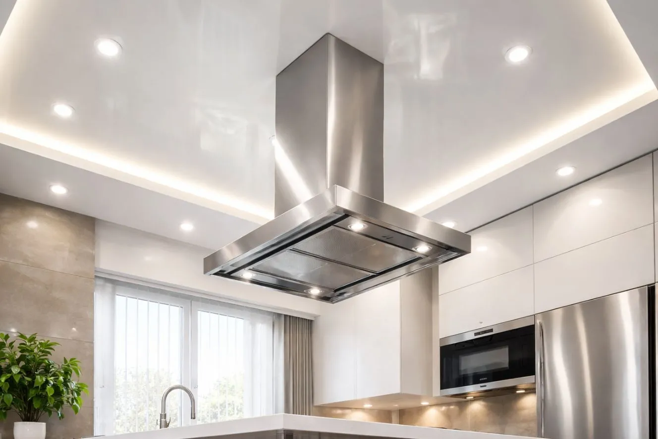 Как обойти трубу и вытяжку натяжным потолком