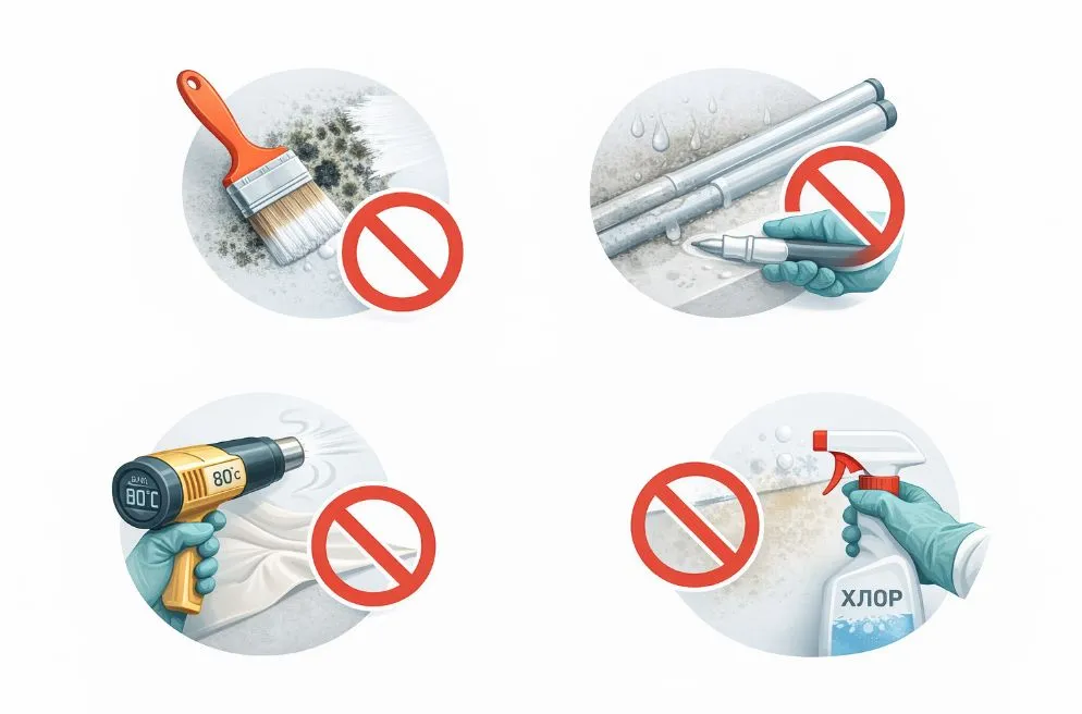 Ошибки при борьбе с плесенью